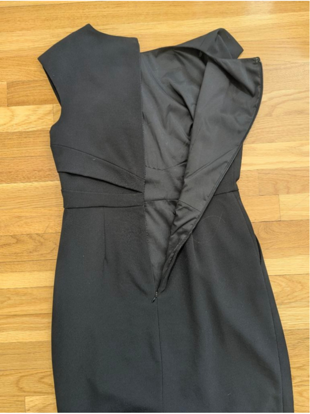 Adrianna Papell Pleat Side Swag Sheath Dress Black Size 8 - Picture 13 of 13